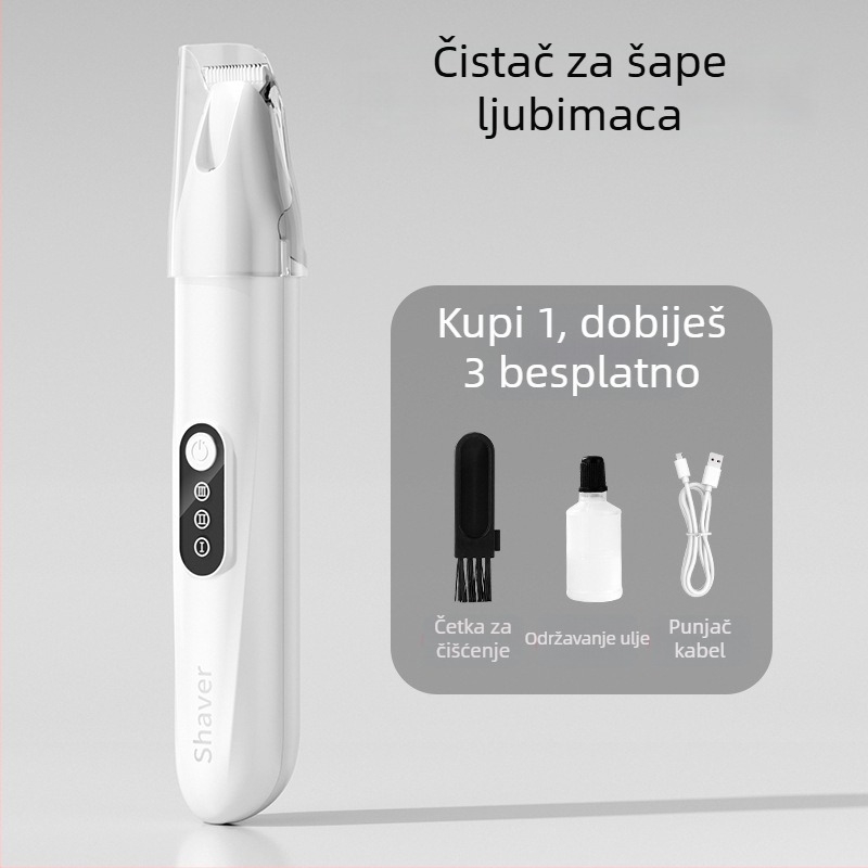 Koserica za dlaku kućnih ljubimaca sa širokom oštricom, punjiva, tih rad, za mačke i pse, model H8