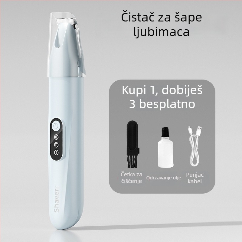 Koserica za dlaku kućnih ljubimaca sa širokom oštricom, punjiva, tih rad, za mačke i pse, model H8