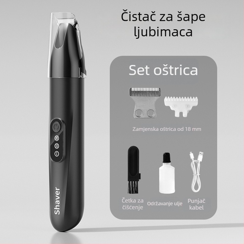 Koserica za dlaku kućnih ljubimaca sa širokom oštricom, punjiva, tih rad, za mačke i pse, model H8