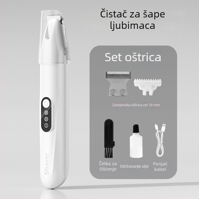 Koserica za dlaku kućnih ljubimaca sa širokom oštricom, punjiva, tih rad, za mačke i pse, model H8