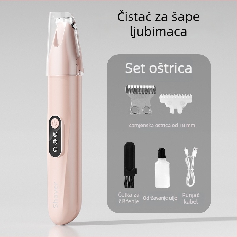 Koserica za dlaku kućnih ljubimaca sa širokom oštricom, punjiva, tih rad, za mačke i pse, model H8