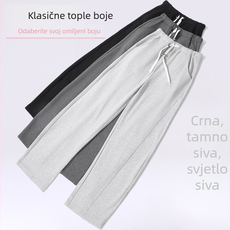Trudničke hlače za jesen-zimu – opušteni kroj, pojas s čvorom, visoka elastičnost, 50–70% poliester, <30% viskoze, jesen 2025