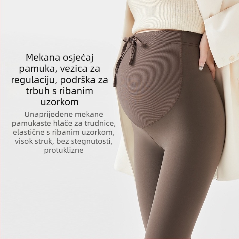 Trudničke uske hlače, visoka elastičnost, materijal Nylon-Spandex, duljina 9/10, jesen 2024