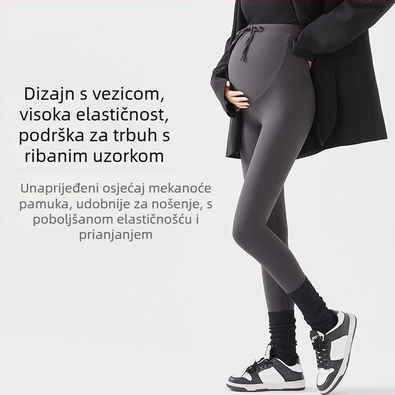 Trudničke uske hlače, visoka elastičnost, materijal Nylon-Spandex, duljina 9/10, jesen 2024