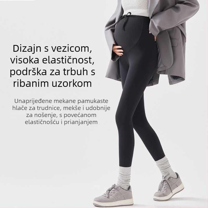Trudničke uske hlače, visoka elastičnost, materijal Nylon-Spandex, duljina 9/10, jesen 2024