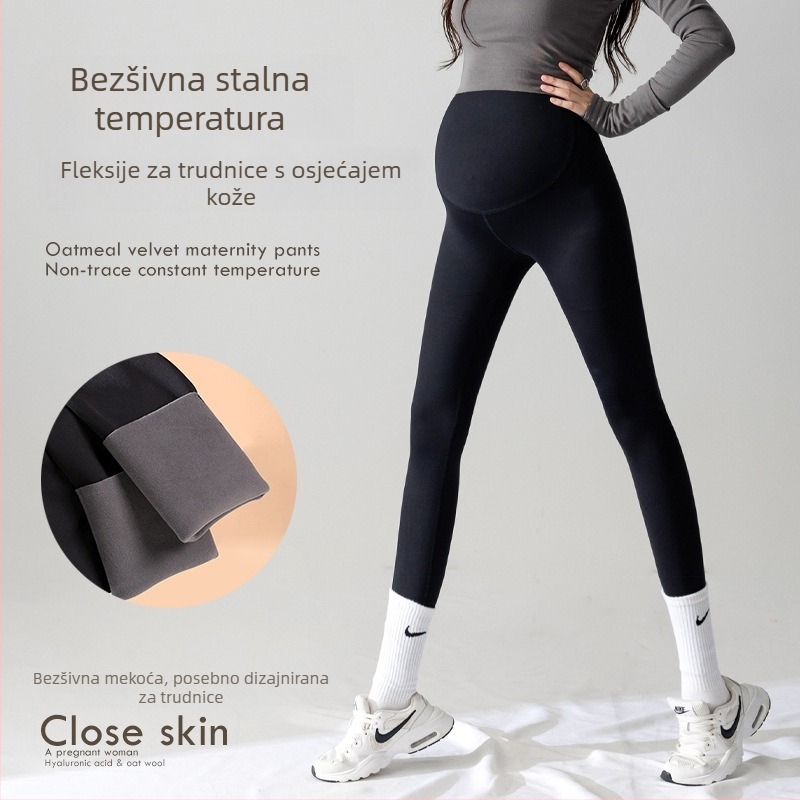 Trudničke legice do gležnja, debeli topli najlon-spandeks mješavina, visoka elastičnost, tijesan kroj, podrška trbuhu, Beautiful Mother