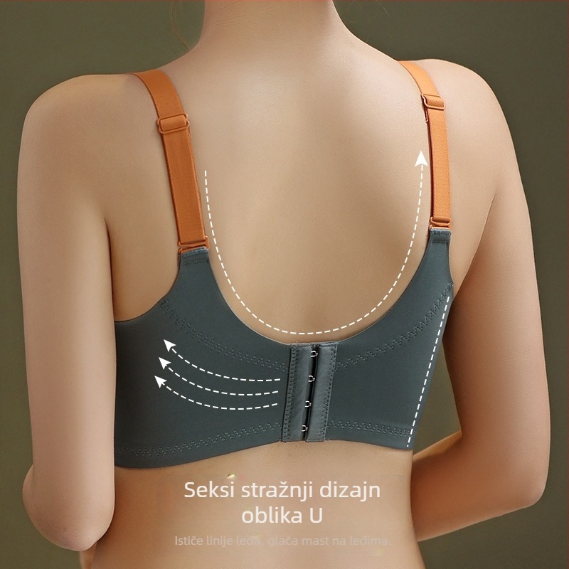 Čipkasti bežični grudnjak s košaricama 3/4, gornje tanke i donje debele oblikovane košarice, fiksne dvostruke naramenice, stražnji četveroredni kopčasti zatvarač