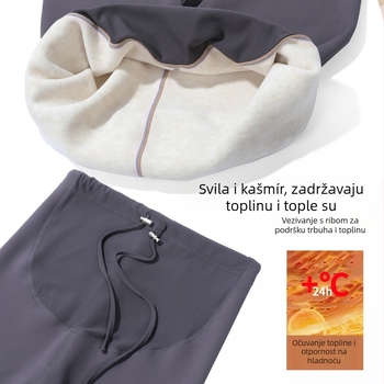 Trudničke tople legice s flis podstavom - Sharkskin najlon 70–80%, Spandex <30%, visoka elastičnost, duljina 9/10