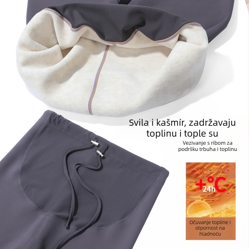 Trudničke tople legice s flis podstavom - Sharkskin najlon 70–80%, Spandex <30%, visoka elastičnost, duljina 9/10