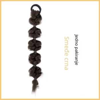Perika s dvostrukom repom Lantern Bubble Braids, s trakom za pričvršćivanje, ručno tkana, vlakna visoke temperature
