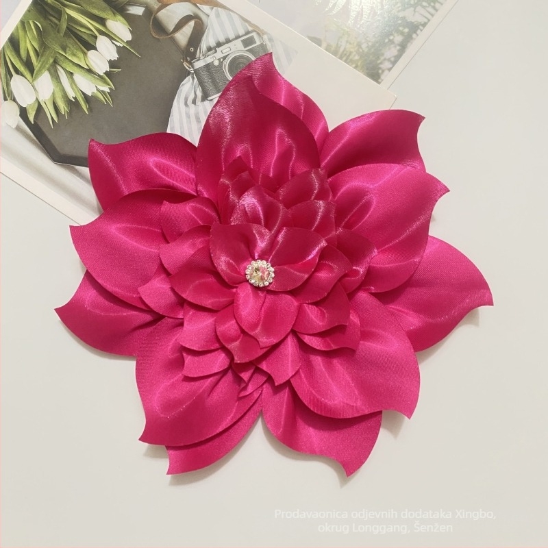 Veliki umjetni cvijet za glavu od poliestera – DIY tekstilni cvijet sa kristalima, brend Xingbo