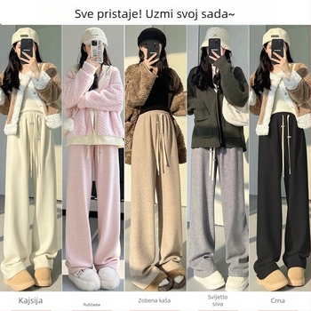 Trudničke hlače s flis podstavom, širokih nogavica, udoban kroj, pamuk-poliester sa spandeksom, potpora trbuha, jesen-zima