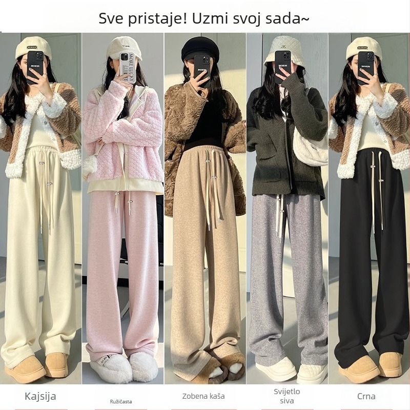 Trudničke hlače s flis podstavom, širokih nogavica, udoban kroj, pamuk-poliester sa spandeksom, potpora trbuha, jesen-zima