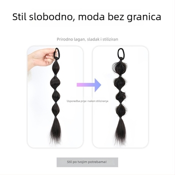 Dječja perika s pletenicama - ručna izrada, kosa od termički otporne žice, model 9011, za djecu, bubble i lantern pletenice, dvostruke repiće