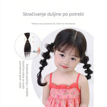 Dječja perika s pletenicama - ručna izrada, kosa od termički otporne žice, model 9011, za djecu, bubble i lantern pletenice, dvostruke repiće