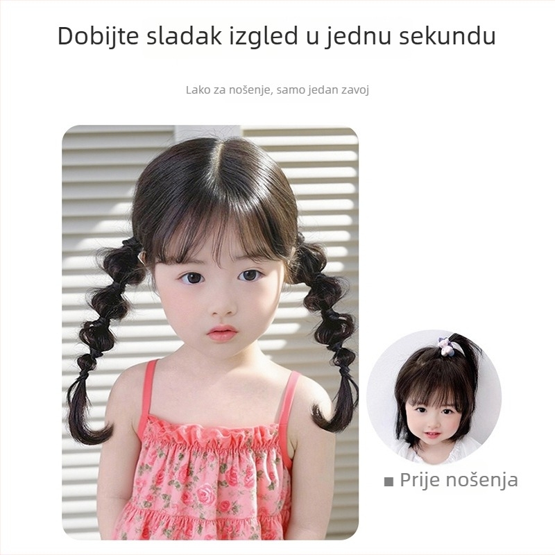 Dječja perika s pletenicama - ručna izrada, kosa od termički otporne žice, model 9011, za djecu, bubble i lantern pletenice, dvostruke repiće