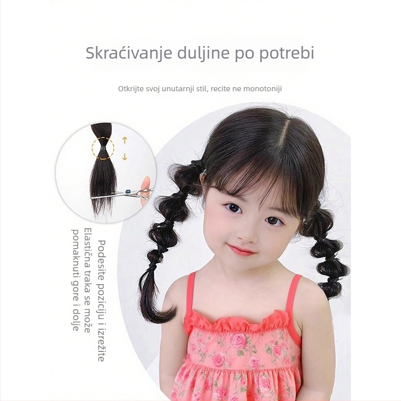 Dječja perika s pletenicama - ručna izrada, kosa od termički otporne žice, model 9011, za djecu, bubble i lantern pletenice, dvostruke repiće