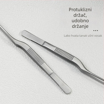 Nehrđajuće čelične pincete za čišćenje uha s dizajnom pištoljskog laktusa, neklizajući držak i zubasti vrhovi — uklanjanje ušnog voska i stranih tijela, Little Plum