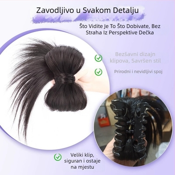 Perika s repom, stil punđe, volumen, korejski stil klipsa s perjem, model S5255, materijal: vlakna otporna na visoku temperaturu, nije moguće bojiti ili kovrčati