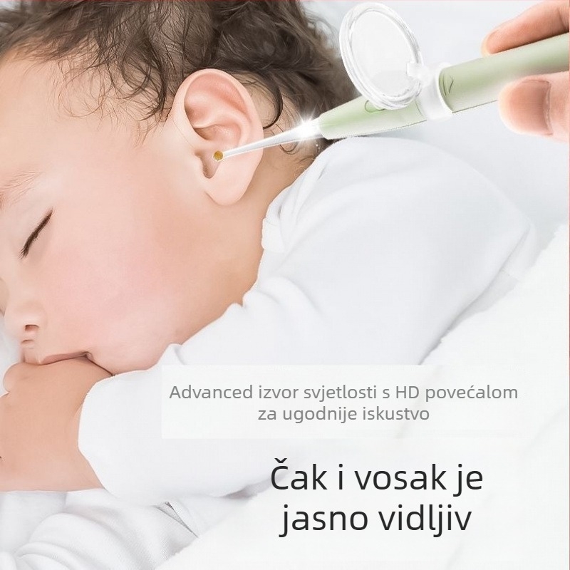 Svetleća dječja žlica za uho sa svjetlom, vidljiva i odvojiva alatka za čišćenje uha