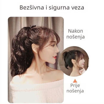 Perika za konjski rep s dugom kovrčavom kosom, s klipom, vlakna otporna na toplinu, visoki rep, model dz01