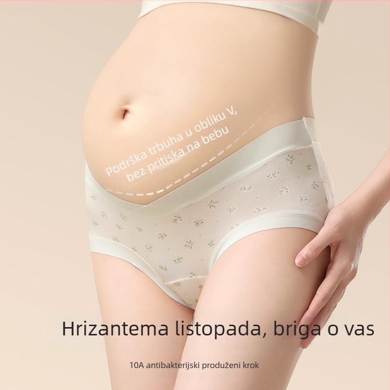Ženske trudničke gaćice, pamuk, niska razina struka, podrška trbuhu, prozračnost