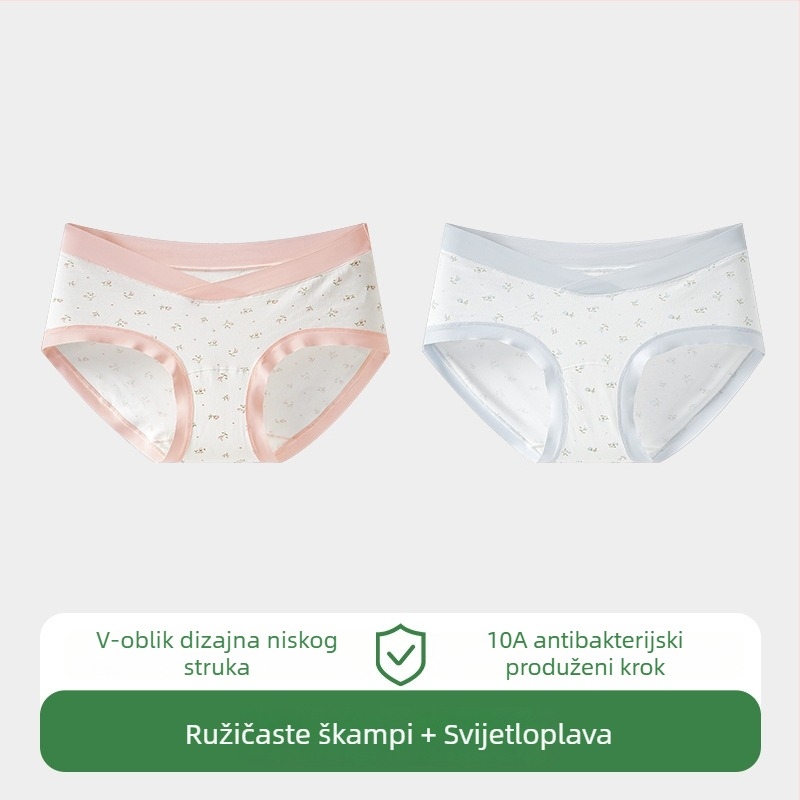 Ženske trudničke gaćice, pamuk, niska razina struka, podrška trbuhu, prozračnost