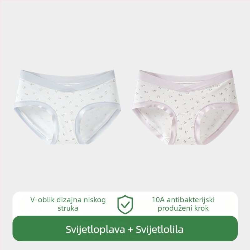 Ženske trudničke gaćice, pamuk, niska razina struka, podrška trbuhu, prozračnost