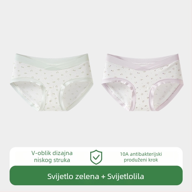 Ženske trudničke gaćice, pamuk, niska razina struka, podrška trbuhu, prozračnost