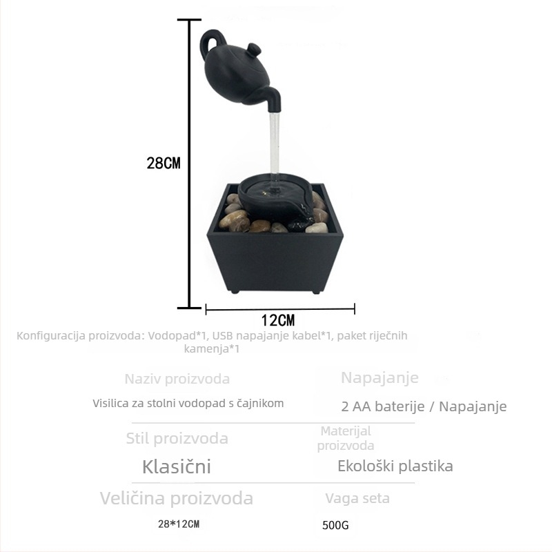Stolna fontana za dnevni boravak i ured • Materijal: plast i smola • Kineski stil dekoracije • Pakiranje u kutiji • Poklon za useljenje