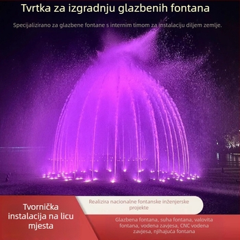 Kompletni set glazbenog fontana za vanjske bazene: veliki, srednji i mali bazeni, s vodnom zavjesom i efektom prskanja