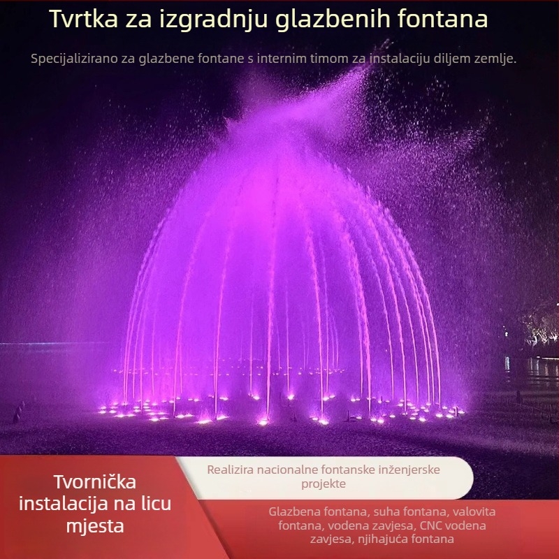 Kompletni set glazbenog fontana za vanjske bazene: veliki, srednji i mali bazeni, s vodnom zavjesom i efektom prskanja