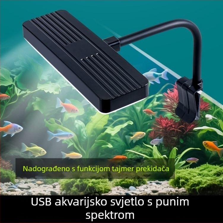 USB LED svjetlo za akvarij s tajmerom i ciklusom, osvjetljenje za vodene biljke i alge, clip-on svjetlo s više boja, svjetlo za kornjače