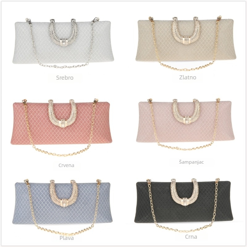 Večernja torbica – mala kvadratna clutch torbica, PVC materijal, zatvaranje poklopcem, džep za mobitel 1863