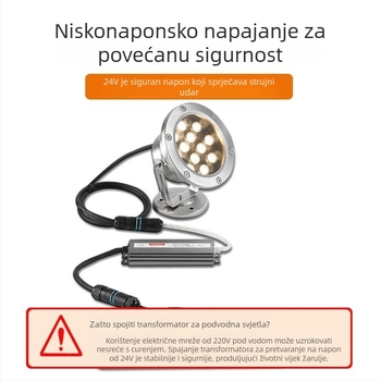Podvodna LED svjetiljka za bazene i vodne pejzaže, 24V, 18 LED, IP68, 3000K topla bijela, OSRAM