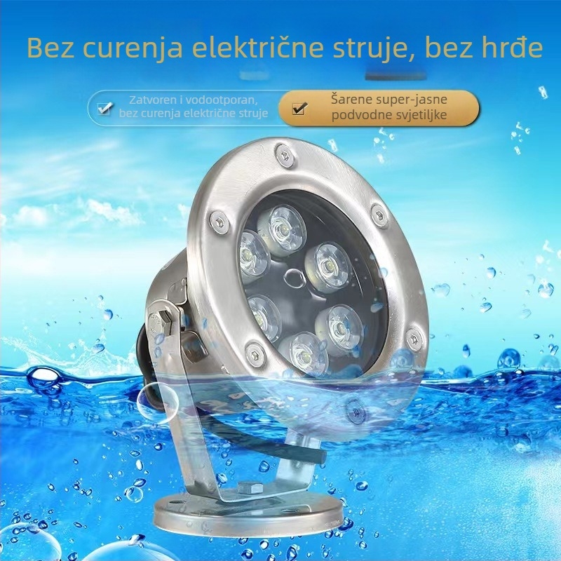 LED podvodno svjetlo LC-SDD218 — ulaz 24V, IP68 vodootporno, kućište od nehrđajućeg čelika, broj LED 3/6/9/12/18/24/36