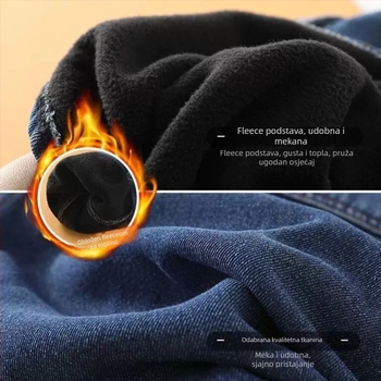 Dječja denimska košulja-jakna s flanel podstavnim ovratnikom, dugi rukavi, poliester