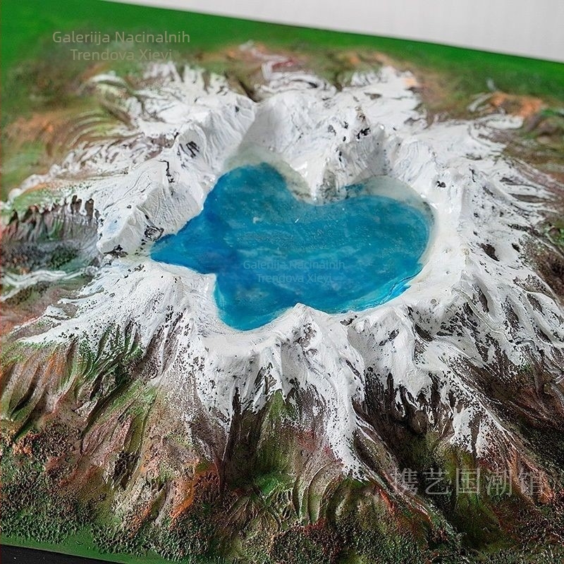 Stolna dekoracija od smole – model reljefa Changbai Mountain Tianchi, kreativni simulirani krajolik, rad od smole, Xin yi ante