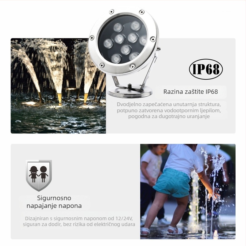 LED podvodna svjetiljka za bazen MS-SDD, DC24V, IP68, 3–48 LED dioda, 120 lm, kućište od nehrđajućeg čelika