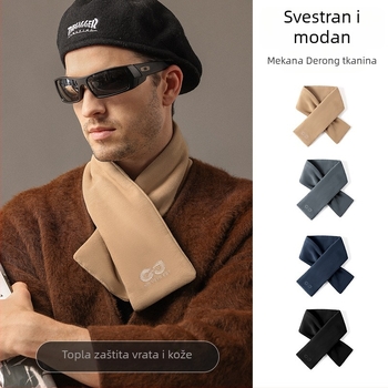Muški zimski šal od baršuna s flis podstavom, samozagrijavajući, otporan na vjetar, retro stil
