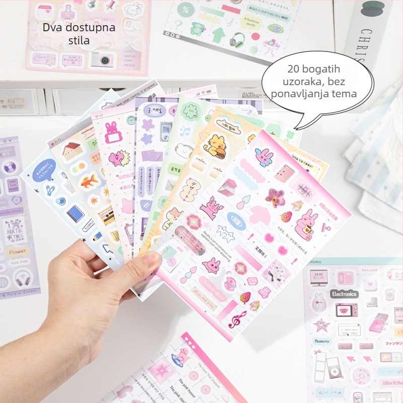 Knjiga naljepnica za DIY dekoracije – motivi iz filma s engleskim uzorcima INS stila, za planer i kućište za telefon (Brand: Yuyan; Materijal: papir; Zanatska izrada: naljepnice, tisak, ručni rad; Broj proizvoda: Yuyan--Healing Handwritten Cut Film Sticker