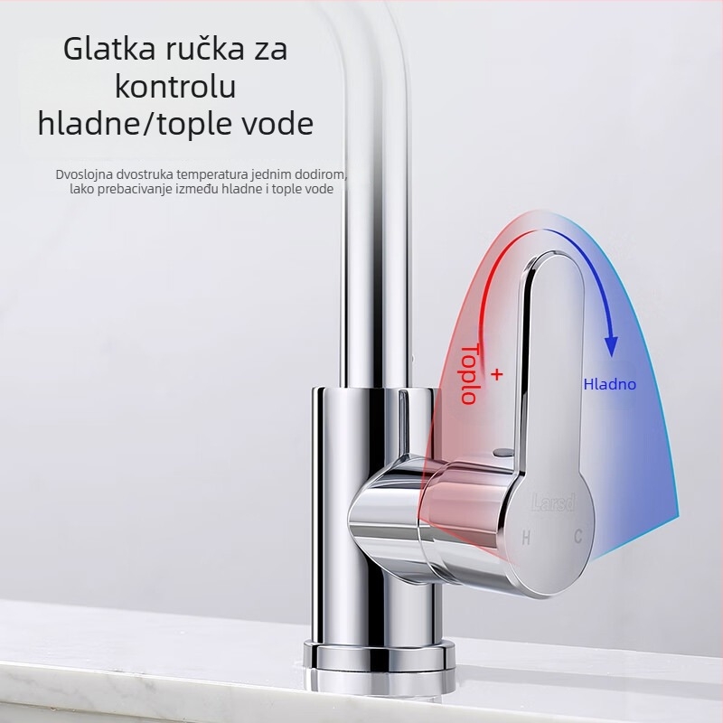 Kran za umivaonik u kupaonici, keramički jezgreni ventil, ABS tijelo, elektroplatirani premaz, ugradnja na ploču
