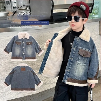 Dječja jakna od poliestera s fleece podstavom, dugi rukavi, srednja duljina