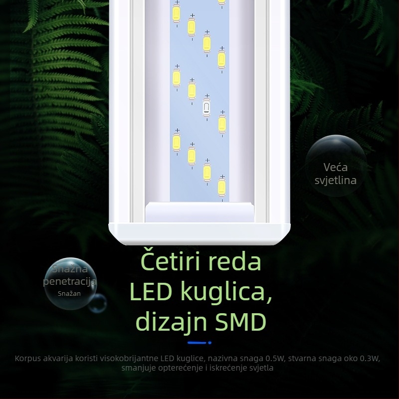 Akvarijska LED lampa za vodne biljke – otporna na prskanje, LED rasvjeta s punim spektrom za biljke u akvariju (Water Pet Family, Materijal: plast/čelik/akril, Težina: 0,3–0,5 kg)