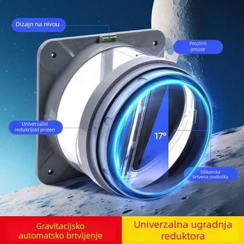 Provjerna klapna s dvostrukim zaključavanjem za univerzalnu kuhinjsku napa — izlaz zraka, ispušni kanal, moderni minimalistički stil