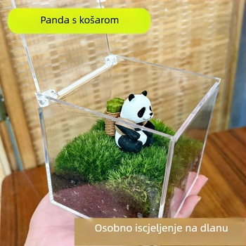 Mikro krajolik mahovine u stolnoj bočici – ručna izrada, plastika, mogućnost prilagodbe i otiska logotipa, pogodna kao poslovna poklon