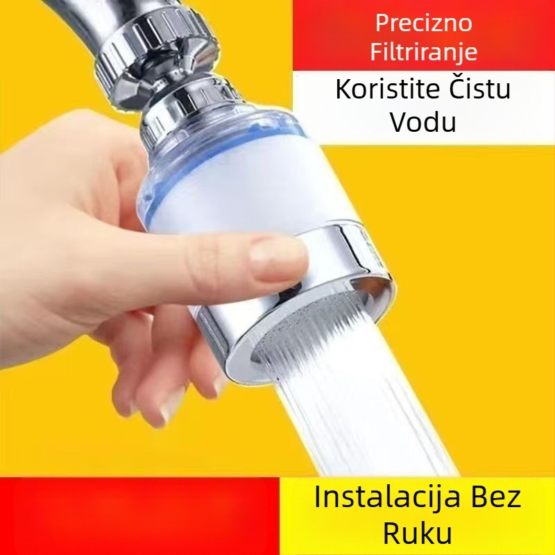 360° okretni filter za slavinu, univerzalni priključak kuhinja, zaštita od prskanja, plastično kućište