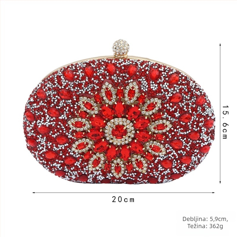 Večernja clutch torba s dijamantno ukrašenim suncokretom, PU materijal, oblik školjke, zaključavanje, unutarnja džep za mobitel, Kaihui