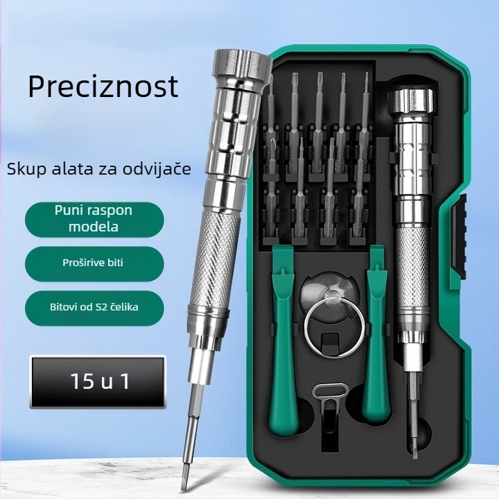 Set preciznih odvijača za mobitele, računala i notebooke — profesionalni alati za popravak i demontažu, uklanjanje prašine