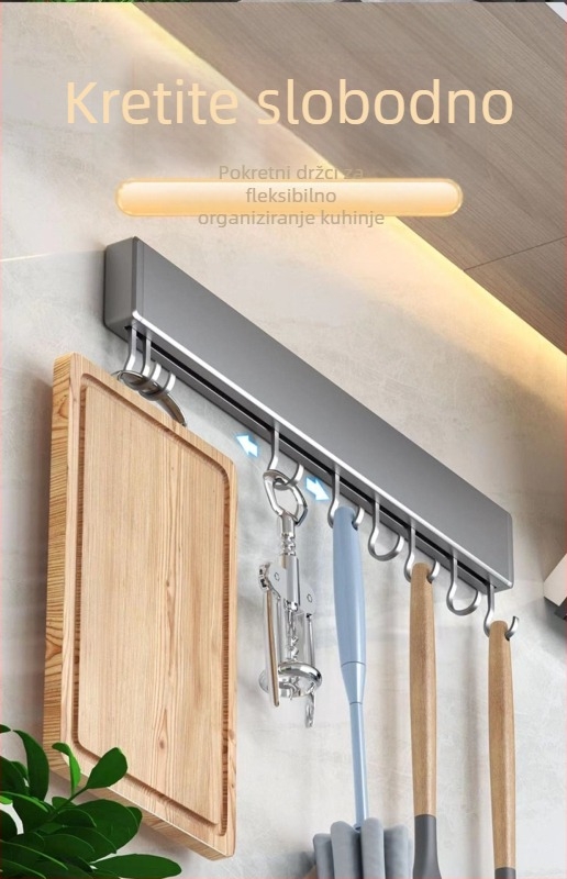 Držač za kuhinju na zid bez rupa — Višenamjenski držač za žlice, lopatice i daske za rezanje; moderan minimalistički stil, bez certifikata, za druga tržišta